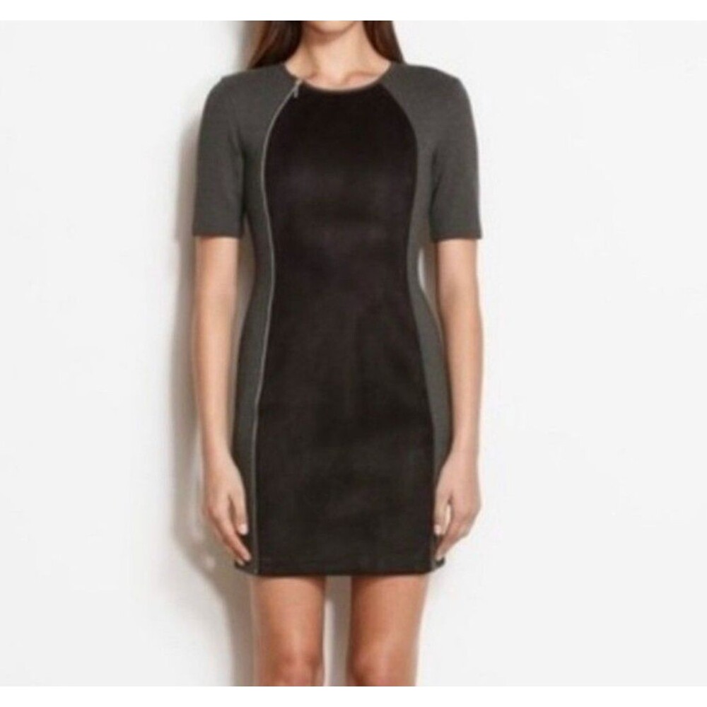 Armani Exchange Women’s Mini Dress XS Black Gray Colorblock Short Sleeve Bodycon